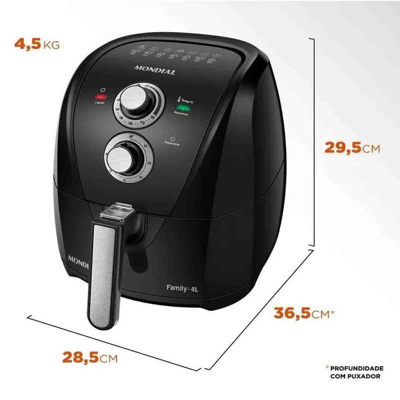 Fritadeira Airfryer Mondial Family Inox 1500W 4L