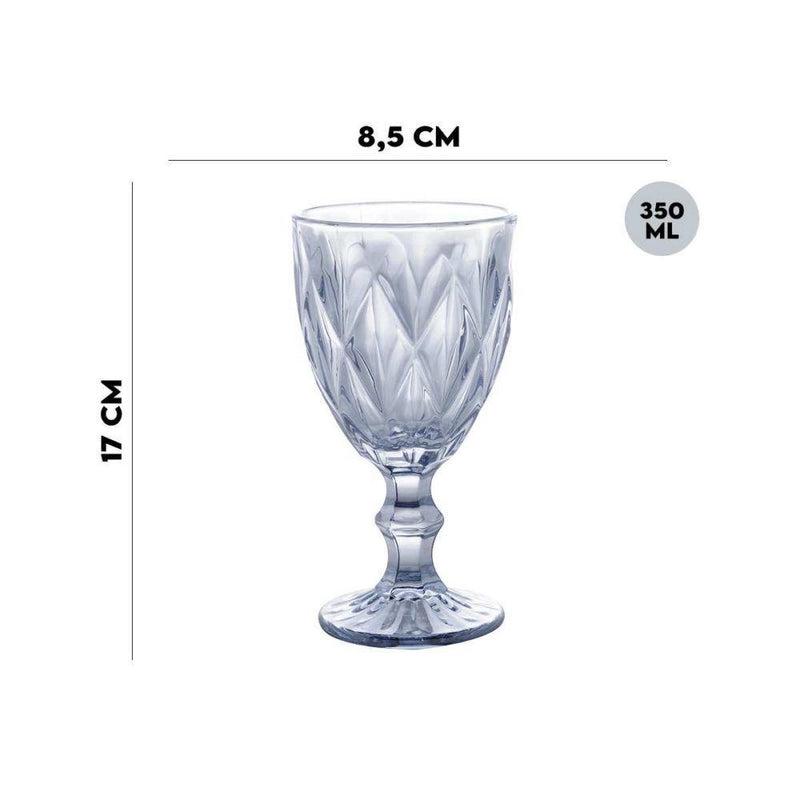Jogo 4 Taças De Vidro Diamond Blue 325ml