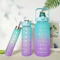 Kit 3 em 1 Garrafas motivacionais fitness academia 300ml 900ml 2 litros