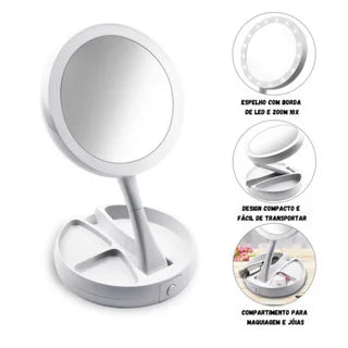 LumiGlow Mirror 10X - Espelho Led com Aumento 10x