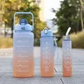Kit 3 em 1 Garrafas motivacionais fitness academia 300ml 900ml 2 litros